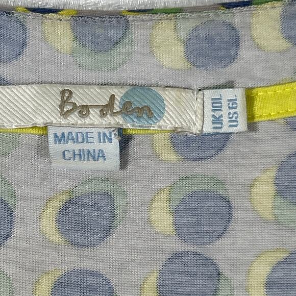 Boden Dress 6 LONG Gray Navy Green Dots Tank Jersey Sundress Mod Casual - Picture 6 of 10